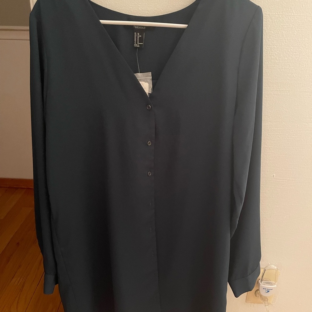 Brand new teal button up with tie
